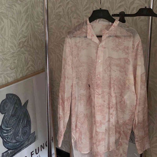 

women's polos small bee embroidery medium long front short back shirt women's summer stand collar forest animal pink thin, White