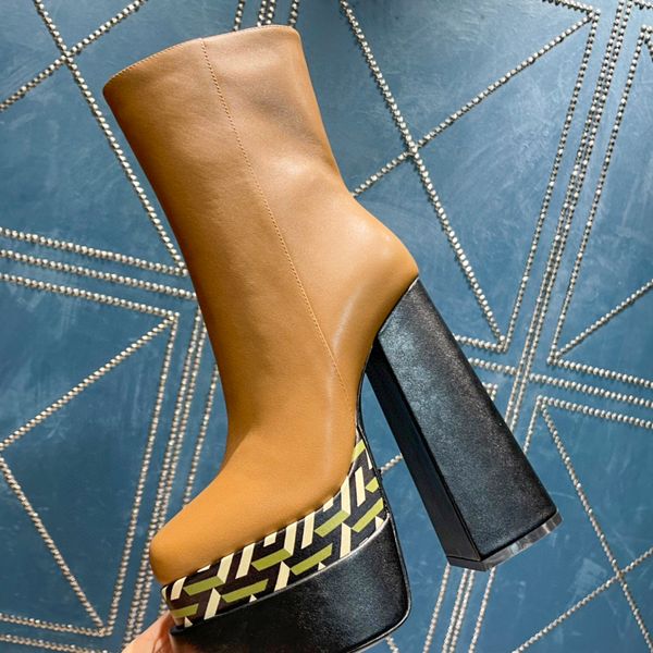 

womens platform boots aevitas luxurys designer medusa calf leather fashion square toe 35-42, Black