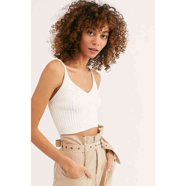 

women's tanks camis 2022 v-neck knitted suspender wgew, White