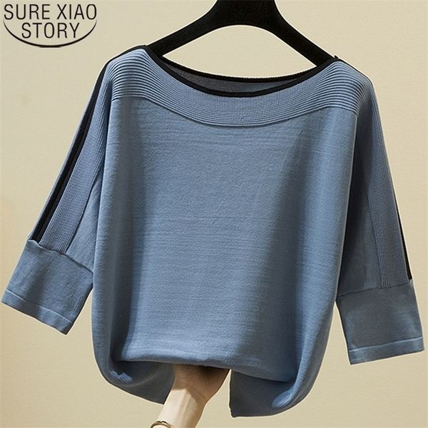 

summer fashion women knitted solid tshirt ice silk pullover short sleeve loose thin women's clothing clothes 14425 220414, White