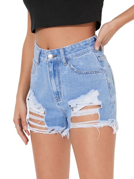

petite ripped raw hem denim shorts 17vr#, White;black