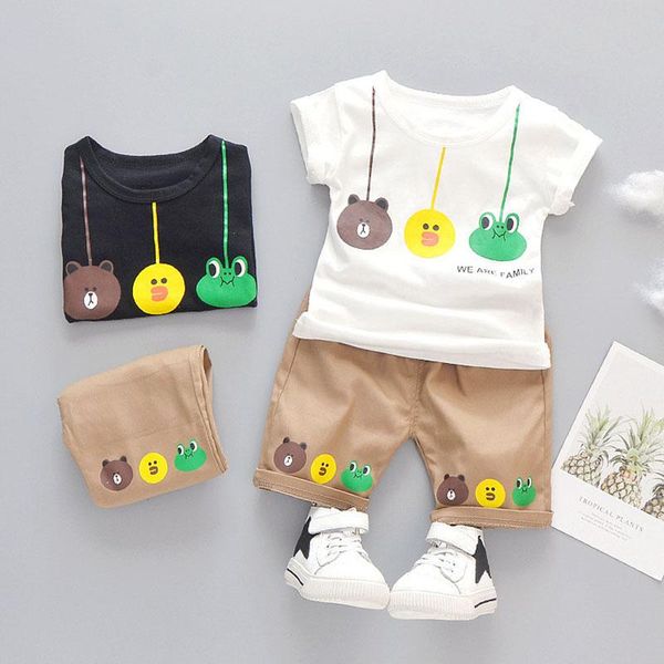 

clothing sets baby boy girls set t-shirt short+pants cartoon suit cute children's summer clothes casual outfits 1 2 3 4y, White
