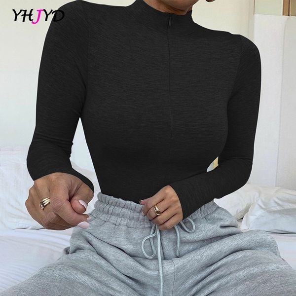 

women s bodysuit long sleeve winter warm bodies for women o neck zip up skinny bodysuits black gray white green 220810, Black;white