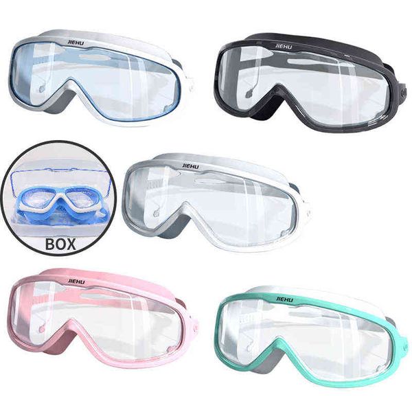 Antibeschlag-Schwimmbrille mit Box für Erwachsene und Kinder, verstellbare Brillen, Schwimm- und Taucherbrille mit Ohrstöpsel, für den Außenbereich, wasserdicht, für Damen und Herren, G220422