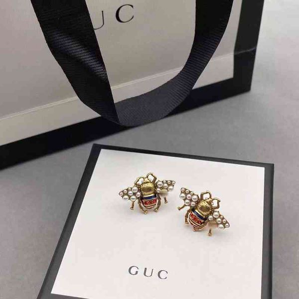 

butterfly silver needle earrings small color pearl earrings, Golden