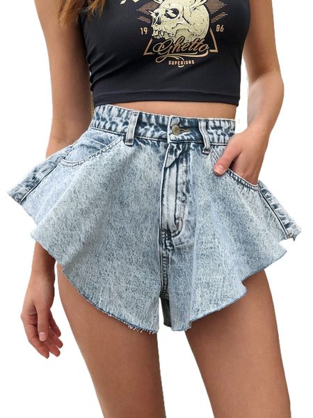 

light wash wide leg denim shorts e5rf#, White;black