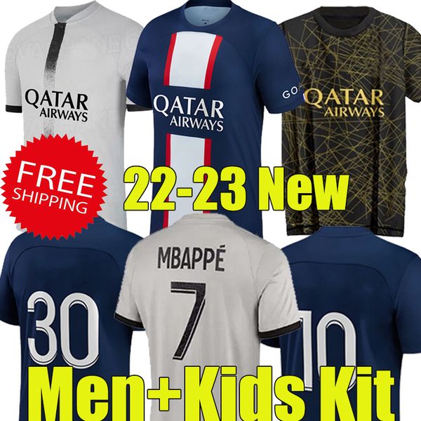 

22/23 mbappe soccer jerseys 2022 2023 di maria wijnaldum sergio ramos hakimi fourth maillots football kit icardi verratti marquinhos third m, Black;yellow