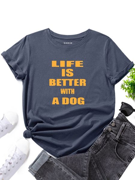 

slogan graphic round neck tee t4ne#, White