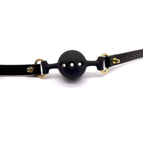 

luxury silicone breathable small ball gag with italian leather straps