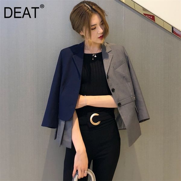 

deat autumn and winter notched single breasted full sleeves contreast colors pleated female blazer lj201021, White;black