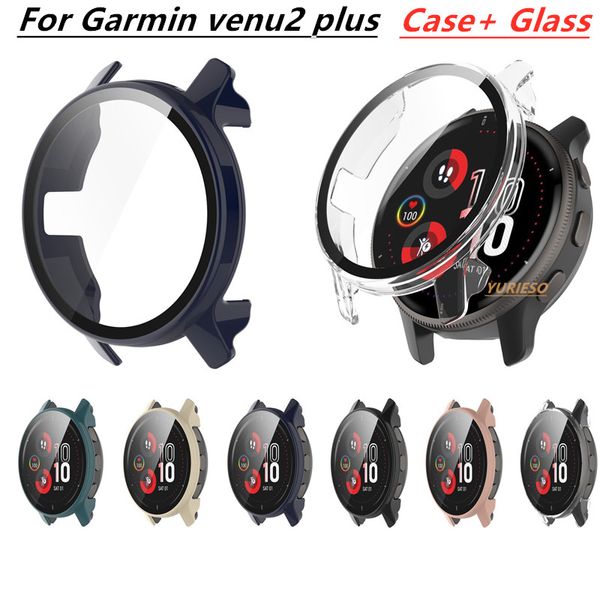 Per Garmin Venu 2 Plus Custodia protettiva a copertura totale Shell Garmin Venu2 Plus Protezione per schermo PC + Custodia protettiva in VETRO per schermo