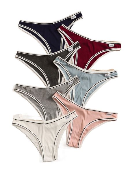 

7pack contrast trim panty e6cz#, Black;red