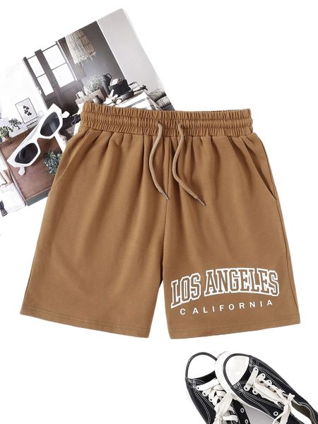 

drawstring waist letter graphic shorts v88y#, White;black