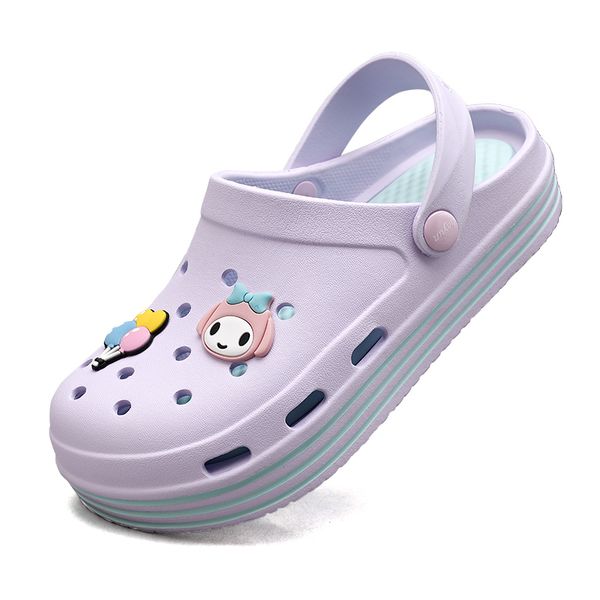 

2021 new women sandals summer fashion girl pu garden jelly shoes beach slippers, Black