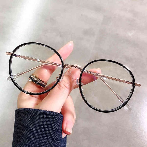 

sunglasses blue light proof women's korean fashion tr round black frame ins plain eye men's 694i, White;black