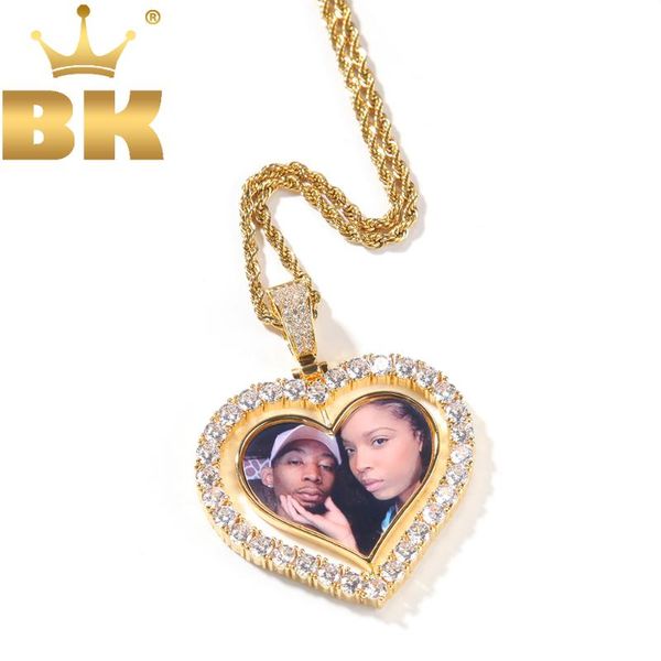 Anhänger Halsketten Bling King DIY drehen Doppelseiten po Herzform Poes Gedächtnis Schmuck für Paar Familien Geschenkverantwortliche