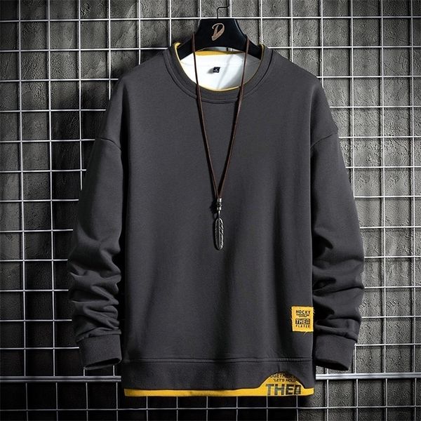 

mens sweatshirts hip hop harajuku hoodie fashion streetwear mens hoodies crew neck long sleeve casual clothing pullover 220813, Black