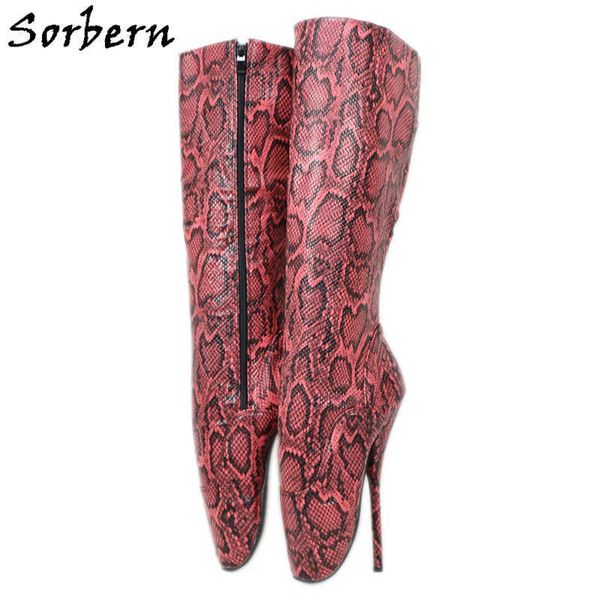 Sorbern Python Kniehohe Stiefel Vagan Ballet Stilettos 7 Zoll Heels Custom Wide Fit Langer Schaft Länge Stiefel Unisex Große Größe 36-46