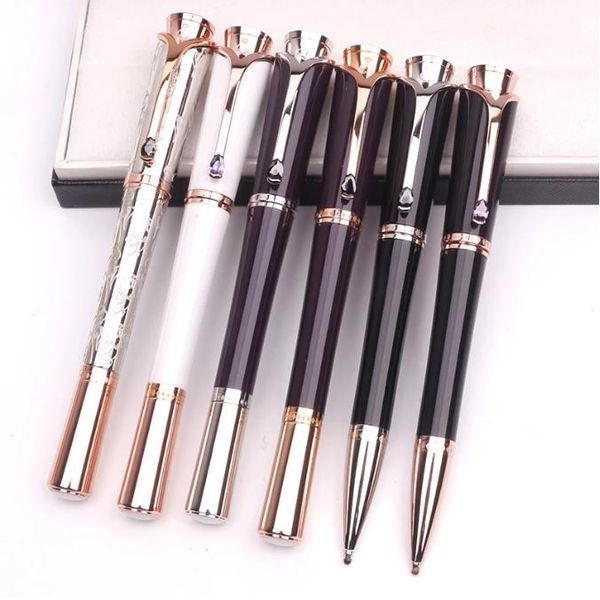 Großhandel Promotion Grace Kelly Dark Purple M Rollerball Kugelschreiber mit Tränenform Diamond Stone Schreiben glatte großartige Schauspielerin