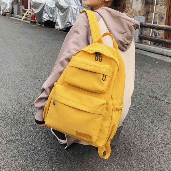 Mulheres casuais de bolsa de noite Backpack Escola de lona de cor sólida para adolescentes Laptop Laptop de grande capacidade Viagens verdes Verde Red Amarelo Livro 0623