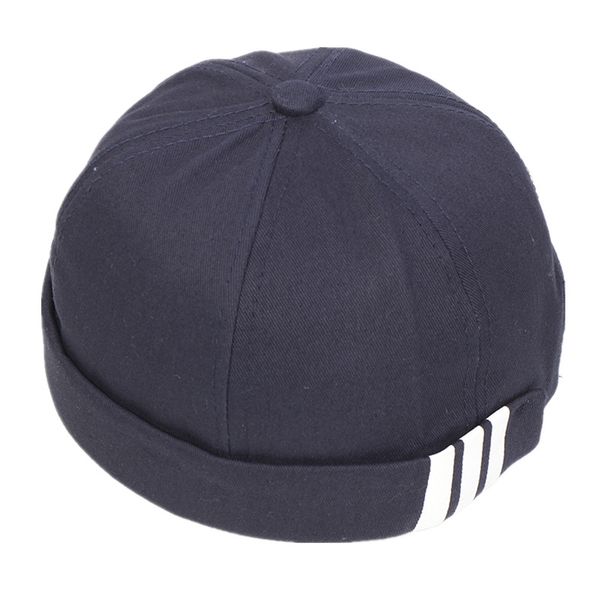 

fashion designers caps spring and summer three bars street retro hip hop brimless chinese landlord hat skullcap a sailors cap hooligans hats, Blue;gray