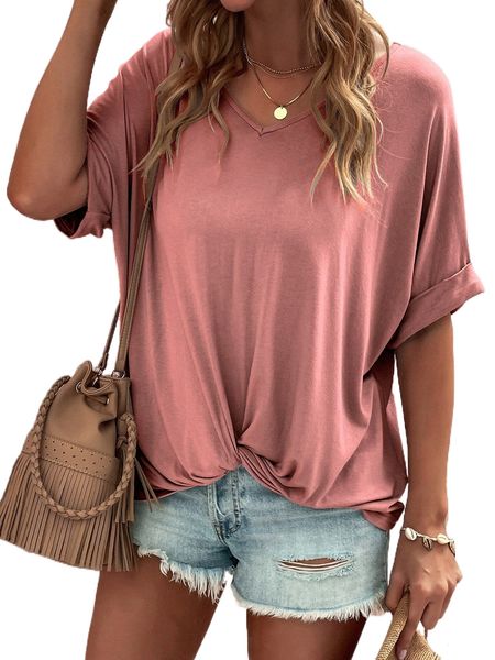 

v neck batwing sleeve tee j1o9#, White