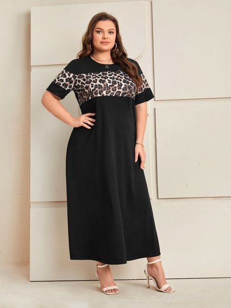 

emery rose plus leopard print dress w9jw#, Black