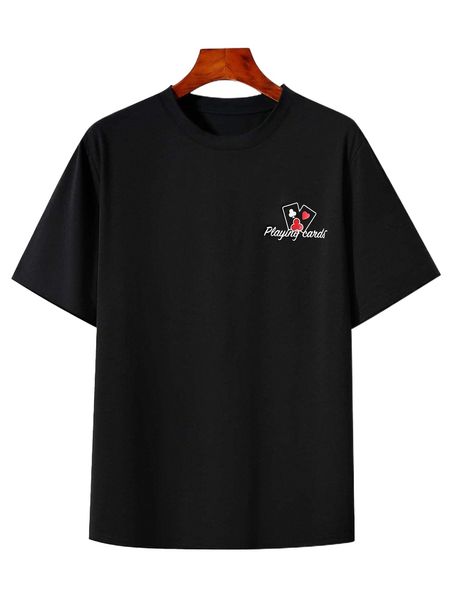 

men letter & playing card print tee w8ih#, White;black