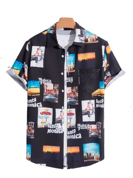 

men car and letter graphic shirt x6kt#, White;black