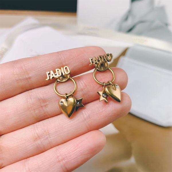 

fine letter round tassel love earrings female old star earrings, Golden