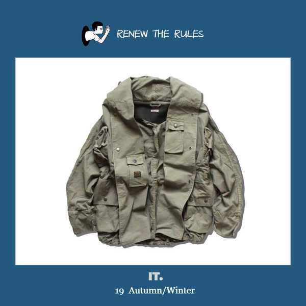 

kapital hirata hehong washable 19aw military style loose multi pocket jacket, Black;brown