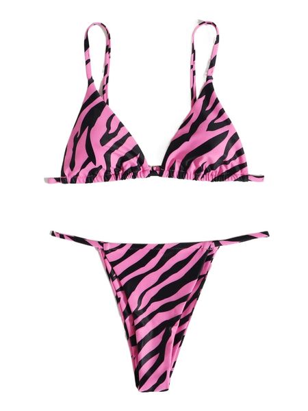 

zebra striped triangle bikini swimsuit d0uy#, White;black