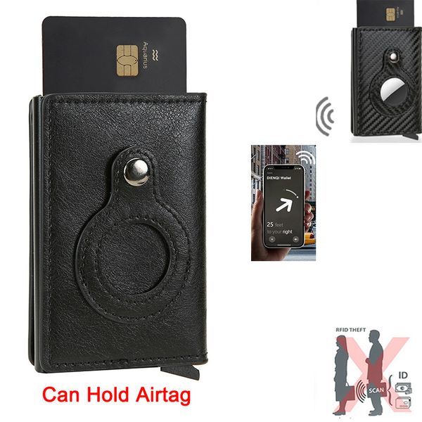 Porta carte Rfid Portafogli da uomo Porta soldi Borsa corta nera da uomo Portafoglio sottile in pelle piccolo Mini portafogli per Airtag Air Tag