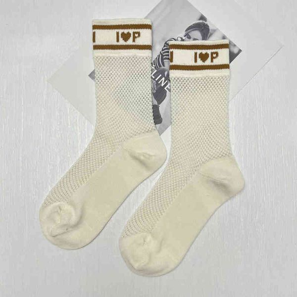 

classic womens spring summer hosierys brand d's sock fashion hollow letter tube love style socks mercerized wool female hosiery thin co, Black;white