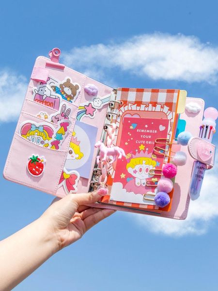 Decorazione per feste Giappone e Corea del Sud Binder Notebook Cute Girl Diary A6 Grid Line Agenda 6 Ring Planner Organizer Spiral DIY Sch