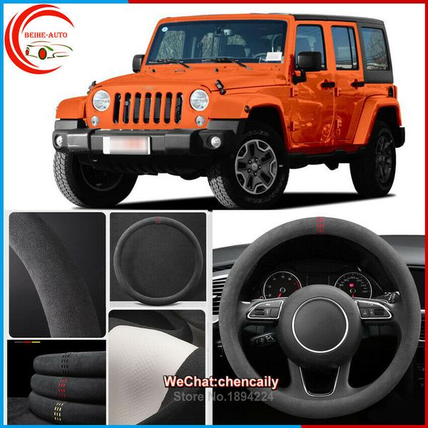 

for jeep wrangle black alcantara car steering wheel cover all seasons suede case