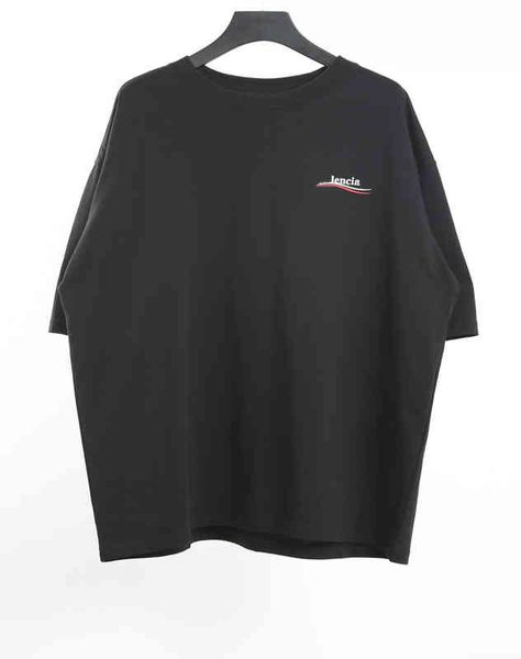 

tee t-shirts excelent sense version 21ss new front and back wave lettering couple off shoulder t-shirt short sleeve, White