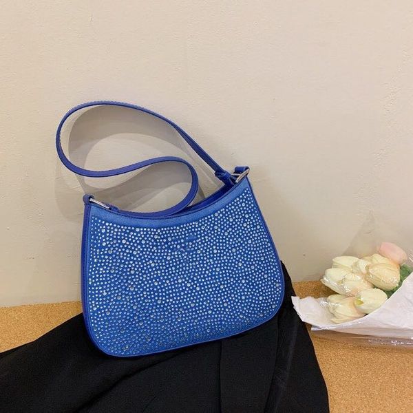 

brand 23ss grils day packs cleo underarm bag crystal embellished satin shoulder bag european american women handbags with logo
