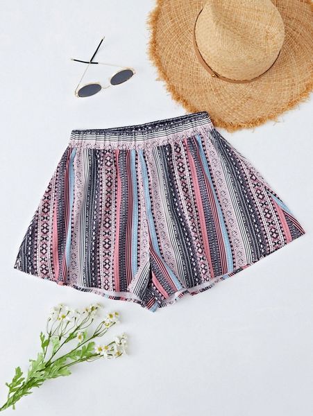 

floral & geo print shorts r15p#, White;black