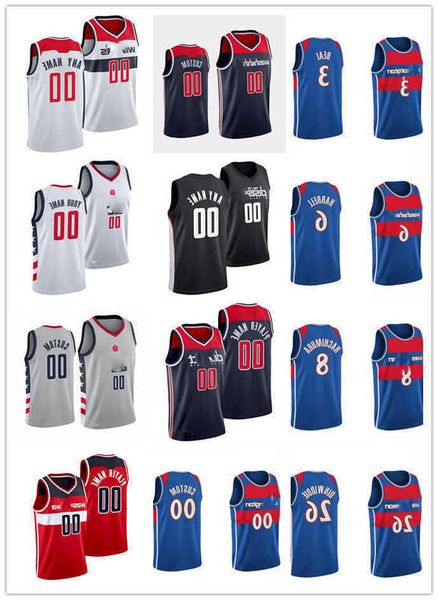 

75th custom men women youth washington''wizards''9 deni avdija 6 kristaps porzingis 22 vernon carey jr. 21 daniel gaffor, Black;red