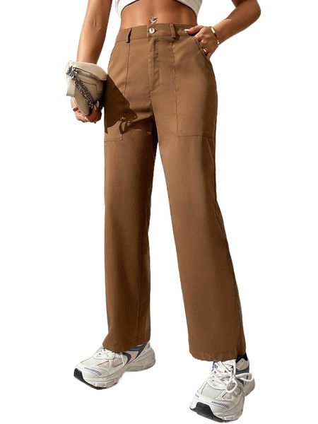 

petite solid wide leg pants f4jm#, Black;white