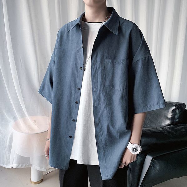 

privathinker men s solid color shirts fashion woman short sleeve shirt casual oversize male clothing 220606, White;black