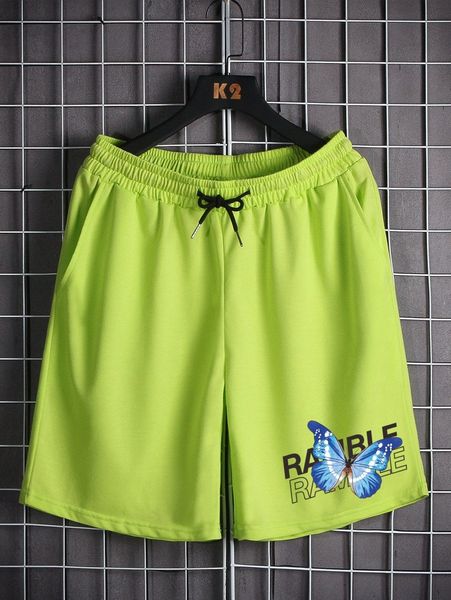 

romwe guys butterfly print shorts 3608#, White;black