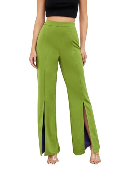 

x designs by zahmar high waist split hem wide leg pants y9o6#, Black;white