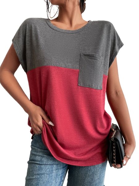 

colorblock pocket front tee u8pk#, White
