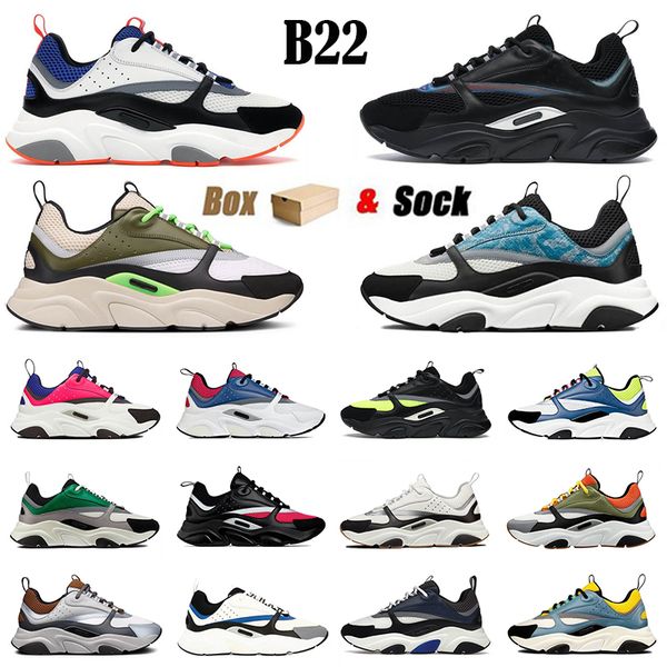

b22 designer sneakers casual shoes for men women leather calfskin reflective black white luxurys technical mesh chunky outdoor trainer 36-45