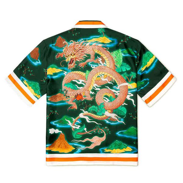 

selling casablanca red dragon 21s sicilian island silk hawaiian long sleeve shirt, White;black