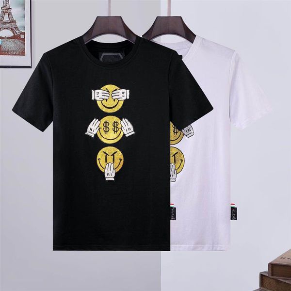 

phillip plain designer mens pp skull diamond t shirts short sleeve brand spring and summer high o-neck quality skulls tshirt tees 244a, White;black