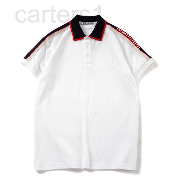 

men's t-shirts designer summer new fashion brand polo shirt wave dot letter solid color loose and versatile short sleeve pure cotton co, White;black