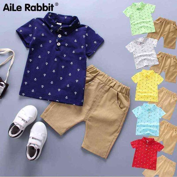 Лето -летнее хлопковое мальчика 2019 года костюма Casual Cotton Boy Kids носить малыш T -Fore + Shorts Pants 2 Соединенные запчасти для гардероба G220509